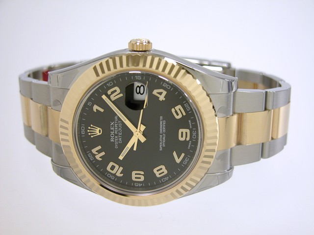 ロレックススーパーコピー ROLEX パーペチュアル デイトジャストII メンズ 116333 オイスターブレス ブラックアラビア