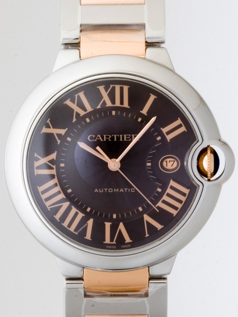 カルティエスーパーコピー Cartier バロンブルー W6920032 PG/SS LM チョコレートブラウン 自動巻