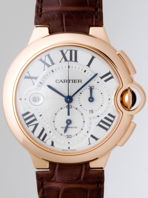 カルティエスーパーコピー Cartier バロンブルー クロノグラフ W6920009 PG 皮 シルバー