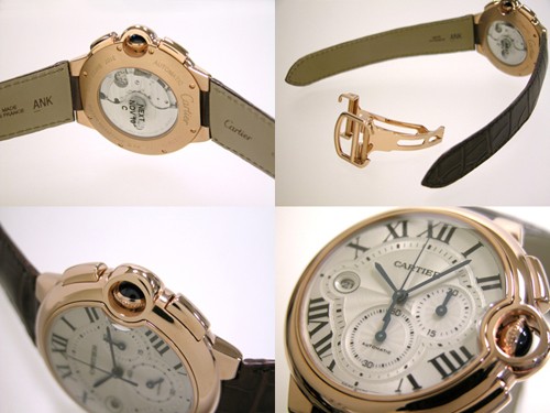 カルティエスーパーコピー Cartier バロンブルー クロノグラフ W6920009 PG 皮 シルバー