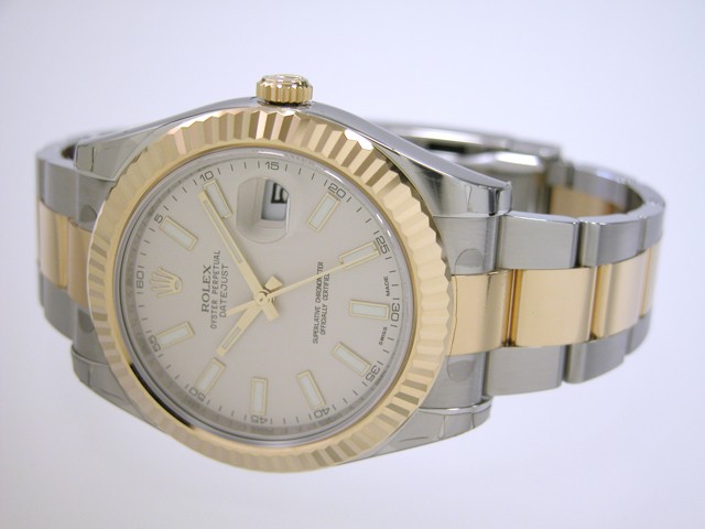 ロレックススーパーコピー ROLEX パーペチュアル デイトジャストII メンズ 116333 オイスターブレス アイボリーバー