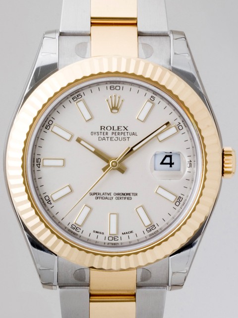 ロレックススーパーコピー ROLEX パーペチュアル デイトジャストII メンズ 116333 オイスターブレス アイボリーバー