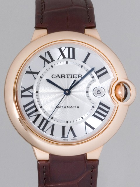 カルティエスーパーコピー Cartier バロンブルー  W6900651 PＧ LＭ 皮 シルバー 自動巻