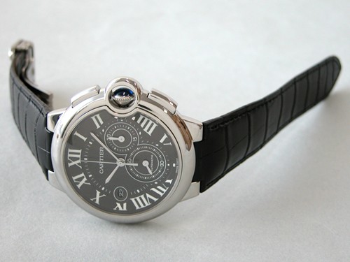 カルティエスーパーコピー Cartier バロンブルー クロノグラフ W6920052 SS 皮 XL ブラック