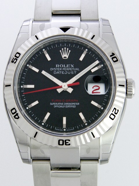 ロレックススーパーコピー ROLEX パーペチュアル デイトジャスト メンズ 116264 ターノグラフ オイスターブレス ブラック