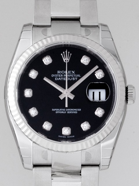 ロレックススーパーコピー ROLEX パーペチュアル デイトジャスト メンズ 116234G オイスターブレス ブラック