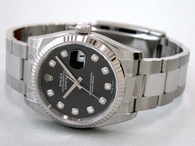 ロレックススーパーコピー ROLEX パーペチュアル デイトジャスト メンズ 116234G オイスターブレス ブラック