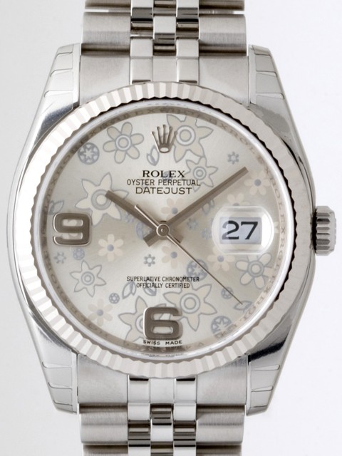 ロレックススーパーコピー ROLEX パーペチュアル デイトジャスト メンズ 116234 ジュビリーブレス シルバーフラワー