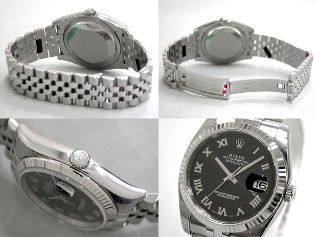 ロレックススーパーコピー ROLEX パーペチュアル デイトジャスト メンズ 116234 ジュビリーブレス ブラックサンビームローマ