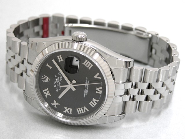 ロレックススーパーコピー ROLEX パーペチュアル デイトジャスト メンズ 116234 ジュビリーブレス ブラックサンビームローマ