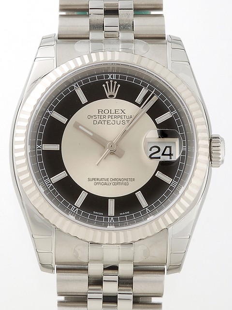 ロレックススーパーコピー ROLEX パーペチュアル デイトジャスト メンズ 116234 ジュビリーブレス ブラック／シルバー