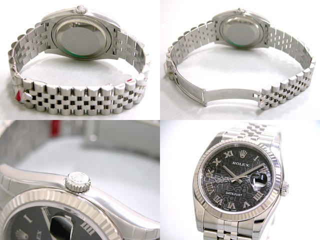 ロレックススーパーコピー ROLEX パーペチュアル デイトジャスト メンズ 116234 ジュビリーブレス ブラックコンピューターローマ
