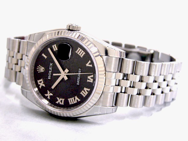 ロレックススーパーコピー ROLEX パーペチュアル デイトジャスト メンズ 116234 ジュビリーブレス ブラックコンピューターローマ