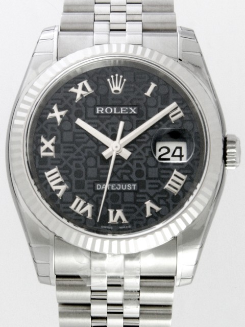 ロレックススーパーコピー ROLEX パーペチュアル デイトジャスト メンズ 116234 ジュビリーブレス ブラックコンピューターローマ