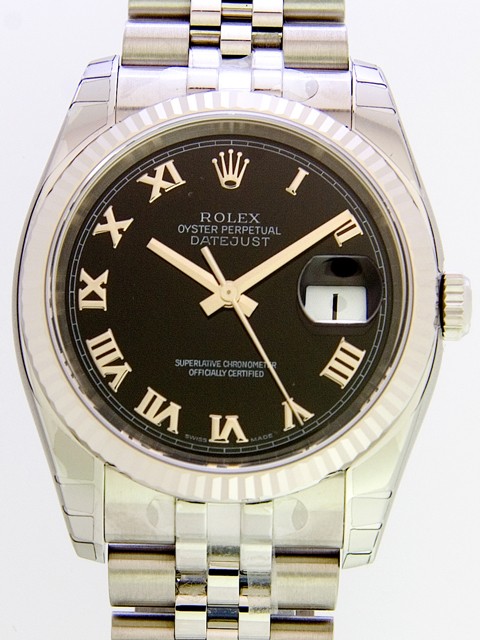 ロレックススーパーコピー ROLEX パーペチュアル デイトジャスト メンズ 116234 ジュビリーブレス ブラックローマ