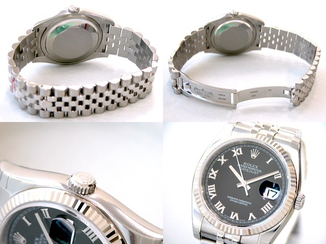 ロレックススーパーコピー ROLEX パーペチュアル デイトジャスト メンズ 116234 ジュビリーブレス ブラックローマ