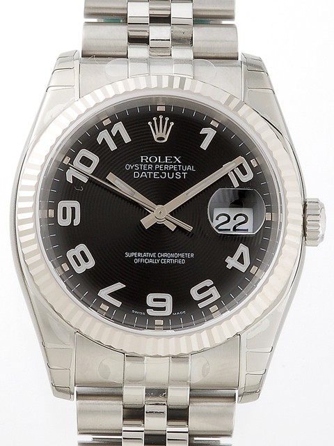ロレックススーパーコピー ROLEX パーペチュアル デイトジャスト メンズ 116234 ジュビリーブレス ブラックコンセントリックアラビア