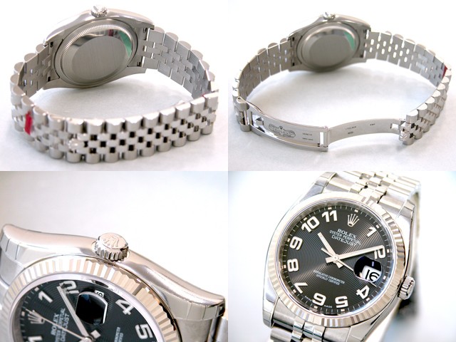ロレックススーパーコピー ROLEX パーペチュアル デイトジャスト メンズ 116234 ジュビリーブレス ブラックコンセントリックアラビア
