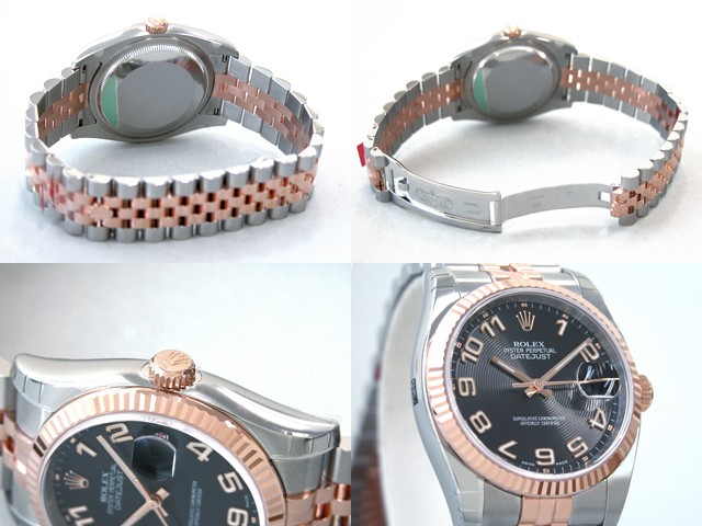 ロレックススーパーコピー ROLEX パーペチュアル デイトジャスト メンズ 116231 ジュビリーブレス ブラックコンセントリックアラビア