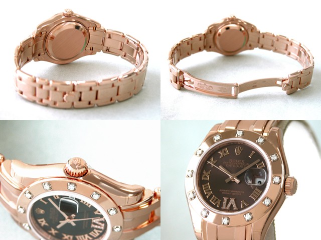 ロレックススーパーコピー ROLEX パーペチュアル デイトジャスト レディース 80315 ブラウンローマ（VIダイヤ）