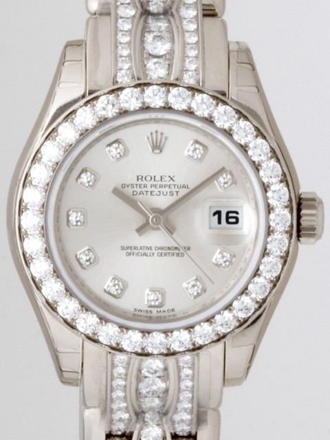 ロレックススーパーコピー ROLEX パーペチュアル デイトジャスト レディース 80299G 10Pダイヤ ブレスダイヤ シルバー
