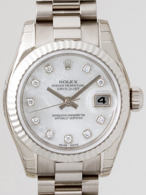 ロレックススーパーコピー ROLEX パーペチュアル デイトジャスト レディース 179179NG ホワイトシェル