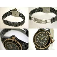 シャネルスーパーコピー j12 H2543 33mm ブラックセラミックブレス 11Ｐダイヤ ピンクゴールドコンビ ブラック