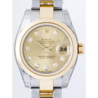 ロレックススーパーコピー ROLEX パーペチュアル デイトジャスト レディース 179163G オイスターブレス 10Pダイヤ シャンパン
