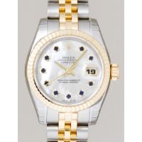ロレックススーパーコピー ROLEX パーペチュアル デイトジャスト レディース 179173NGS 10Pサファイヤ ホワイトシェル
