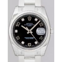 ロレックススーパーコピー ROLEX パーペチュアル デイト 115234G 5Pダイヤ ブラック飛びアラビア