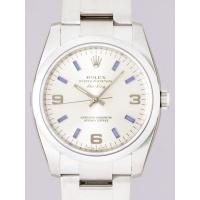 ロレックススーパーコピー ROLEX エアーキング 114200 シルバー３ ６ ９アラビアブルーバー