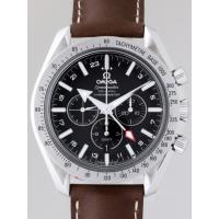 オメガスーパーコピー スピードマスター 3881.50.37 ブロードアロー コーアクシャル クロノグラフGMT ブラウンカーフベルト ブラック