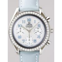 オメガスーパーコピー スピードマスター 3815.71.53 ダイヤベゼル ライトブルー皮 ホワイトシェルブルーアラビア