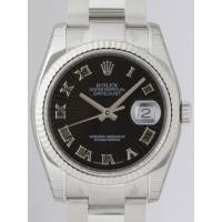 ロレックススーパーコピー ROLEX パーペチュアル デイトジャスト メンズ 116234 オイスターブレス ブラックサンビームローマ