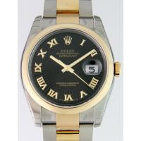 ロレックススーパーコピー ROLEX パーペチュアル デイトジャスト メンズ 116203 オイスターブレス ブラックサンビムローマ