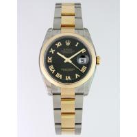 ロレックススーパーコピー ROLEX パーペチュアル デイトジャスト メンズ 116203 オイスターブレス ブラックサンビムローマ