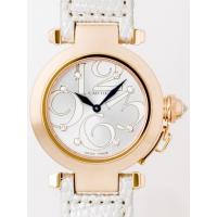 カルティエスーパーコピー Cartier パシャ WJ123021 32mm ＰG 8Pダイヤ 皮 アニメーション シルバー レディース