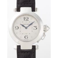 カルティエスーパーコピー Cartier パシャ WJ11902G 32mm WG 8Pダイヤ 黒皮 シルバー レディース