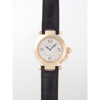 カルティエスーパーコピー Cartier パシャ WJ11891G 32mm ＹG 8Pダイヤ 黒皮 シルバー レディース
