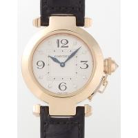 カルティエスーパーコピー Cartier パシャ WJ11891G 32mm ＹG 8Pダイヤ 黒皮 シルバー レディース