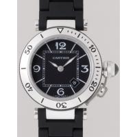 カルティエスーパーコピーCartier パシャ W3140003 シータイマー レディ ブラックラバーブレス シルバー