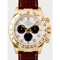 ロレックスコピー ROLEX デイトナ 116518 茶皮 ホワイトアラビア/黒目