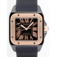 カルティエスーパーコピー Cartier サントス100 MM レディース ADLCコーティング W2020007 PG/SS ブラック