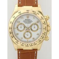 ロレックスコピー ROLEX デイトナ 116518 茶皮 ホワイトアラビア 自動巻