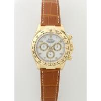 ロレックスコピー ROLEX デイトナ 116518 茶皮 ホワイトアラビア 自動巻