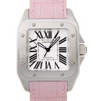 カルティエスーパーコピー Cartier サントス100 MM レディース W20126X8 ＳＳ ピンク皮 ホワイト