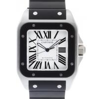 カルティエスーパーコピー Cartier サントス100 ラバー W20121U2 ＳＳ 黒ラバー ホワイト