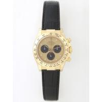 ロレックスコピー ROLEX デイトナ 116518 黒皮 金／黒目 自動巻 メンズ