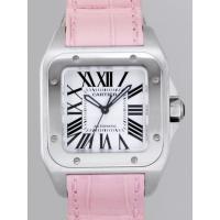 カルティエスーパーコピー Cartier サントス100 MM レディース W20106X8 SS ピンク皮 ホワイト
