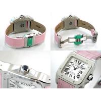 カルティエスーパーコピー Cartier サントス100 MM レディース W20106X8 SS ピンク皮 ホワイト